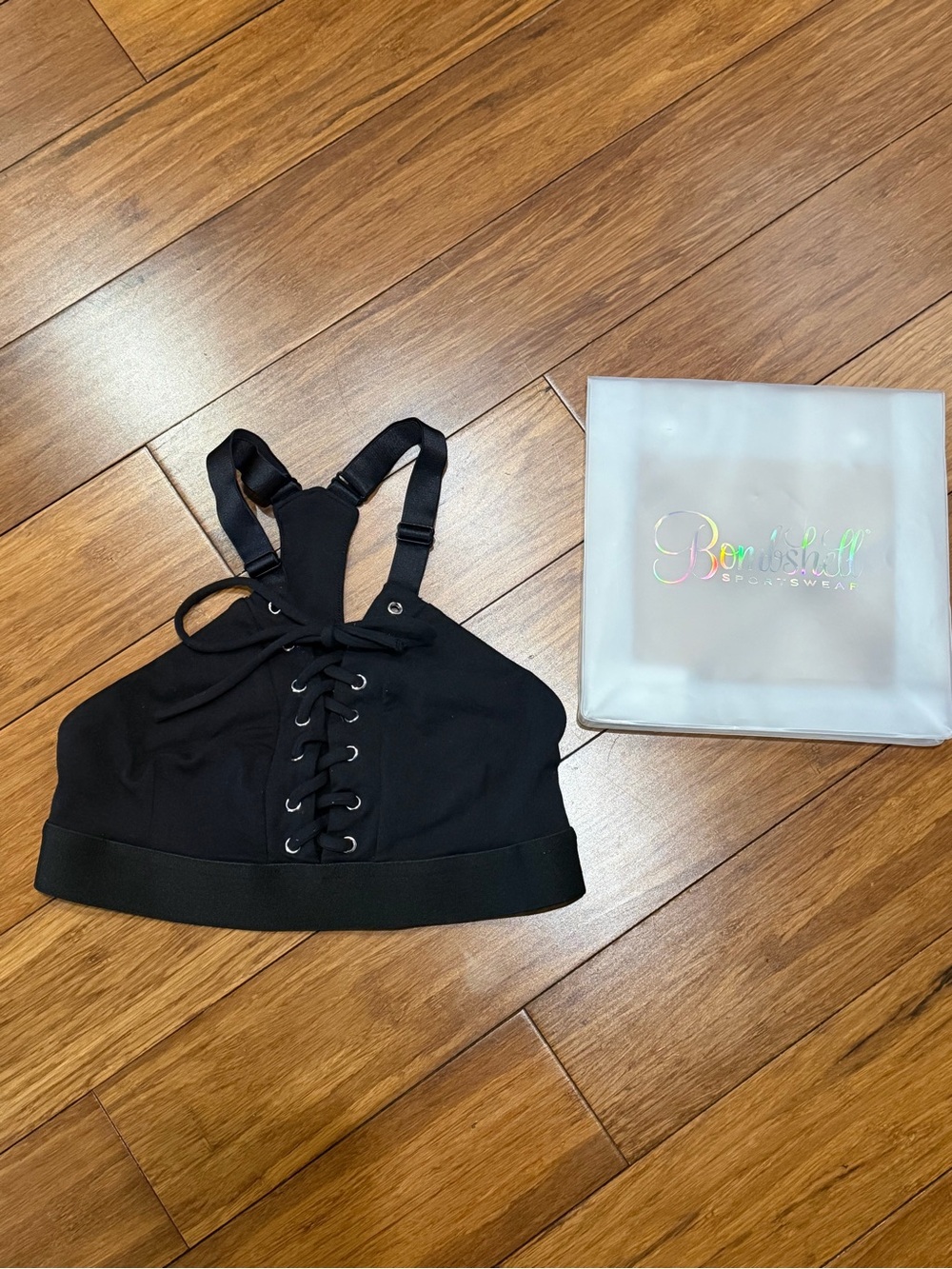 Bombshell Sportswear OG Black Lace-Up Sports Bra XS